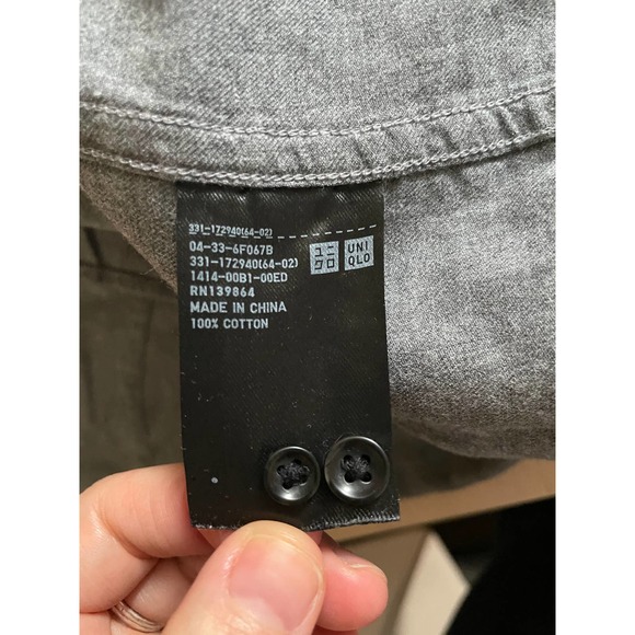 Uniqlo Long Sleeve Button Down Collared Shirt 100% Cotton Gray S - Picture 7 of 7